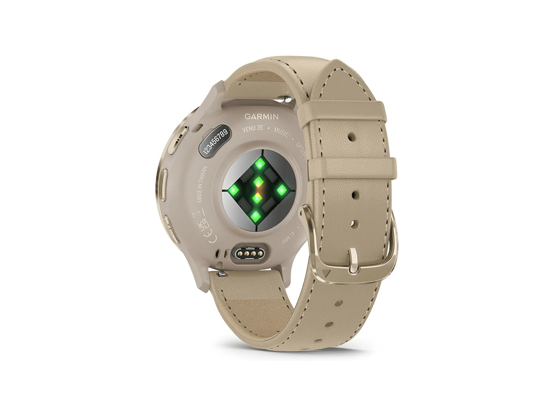 Garmin Venu 3s GPS Smartwatch Soft Gold Stainless Steel Bezel With French Grey Case and Leather Band (includes French Gray silicone band) 41mm in Qatar Garmin Venu 3s GPS Smartwatch Soft Gold Stainless Steel Bezel With French Grey Case and Leather Band (includes French Gray silicone band) 41mm in Qatar